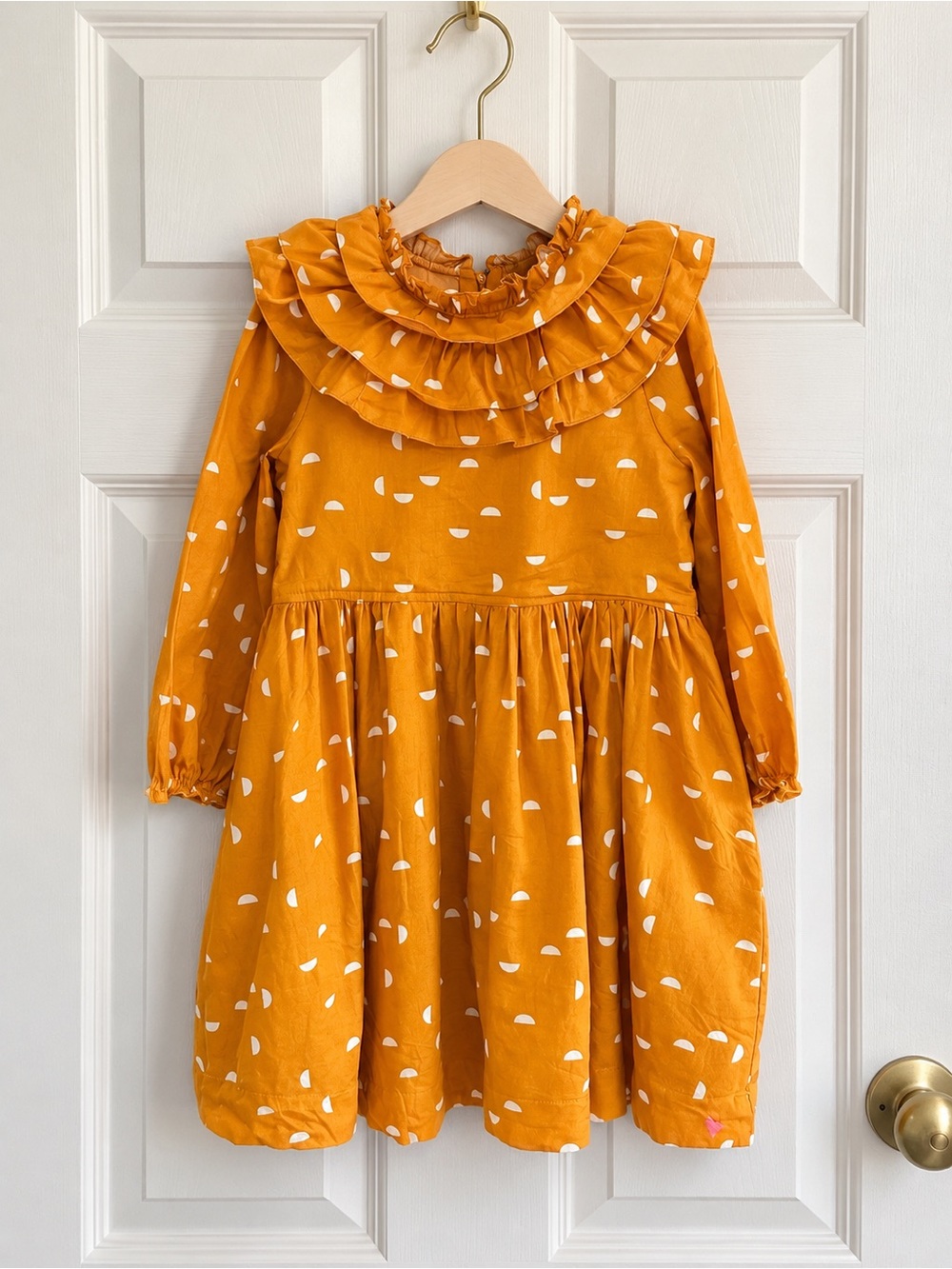 Pink Chicken Girls 7Y Orange Ruffle Collar Long Sleeve Dress